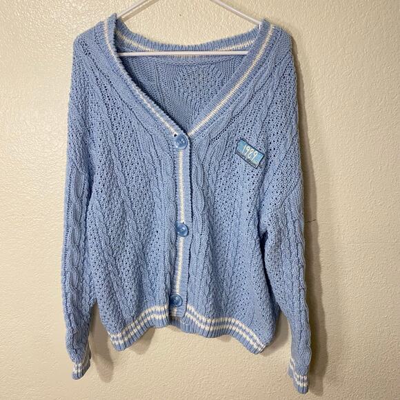 Taylor Swift 1989 Sky Blue Button Chunky Knit Cardigan Sweater Size XS/Small - Picture 1 of 9
